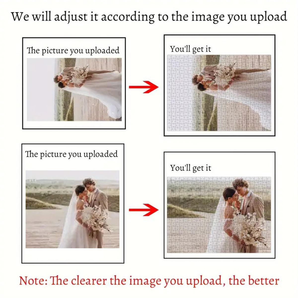 500/1000片照片个性化拼图 - diy大尺寸，带有您自己的照片/文字/标志 - 个性化记忆纪念礼物，适用于婚礼、生日、圣诞节、家庭等 - 大型团体批量折扣（500/1000片） 商品详情 7