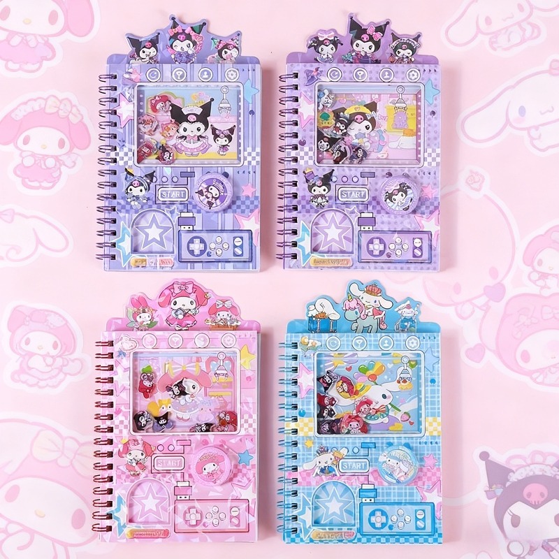 TEMU Authorized 4pcs Kuromi Coil Notebooks, Gashapon Mechanism Coil Notebooks, Cute Cartoon Diaries, Fun Stress-relief Notebooks - Adorable Portable