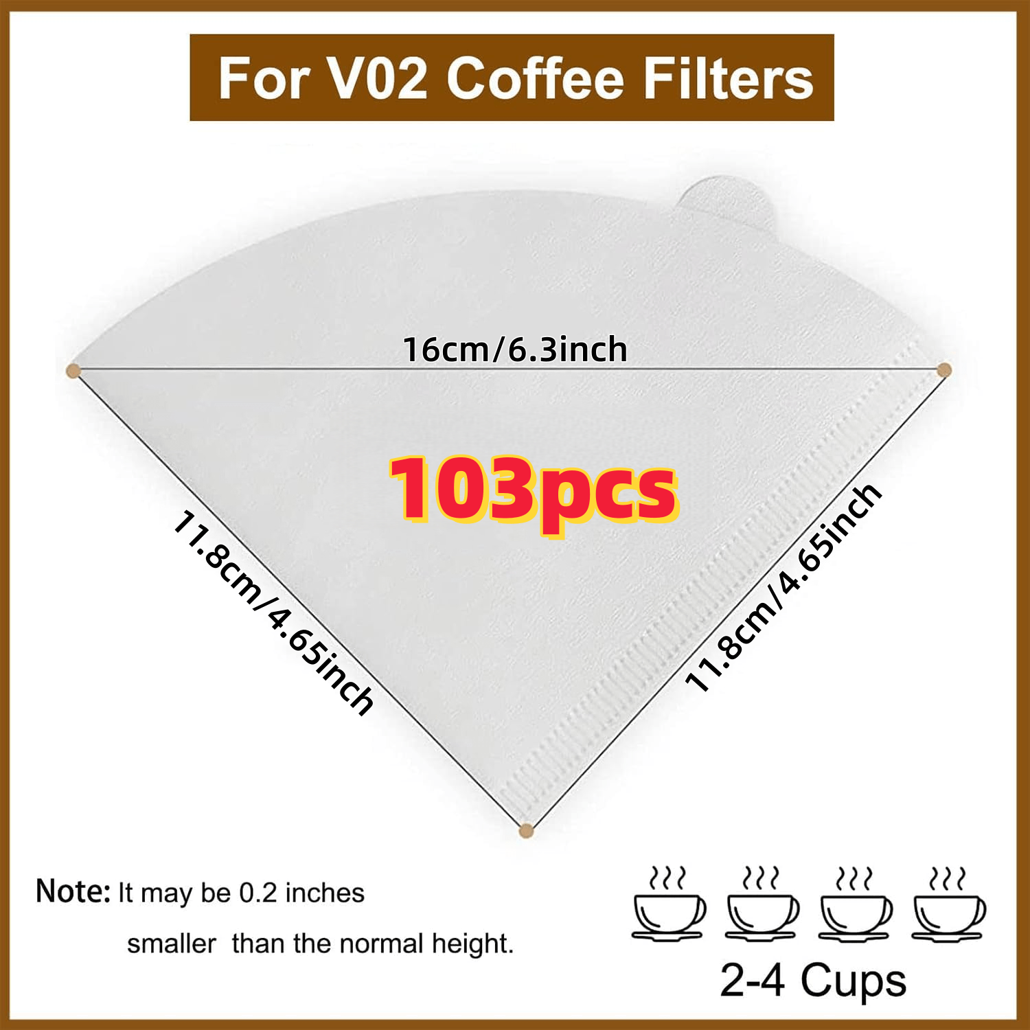 TEMU Carta Filtro per Caff癡 a Forma di V, Taglia Grande 2-4 Tazze, , in di Legno , Carta Filtro ad Densit� per Uso Alimentare, Carta Filtro Monouso