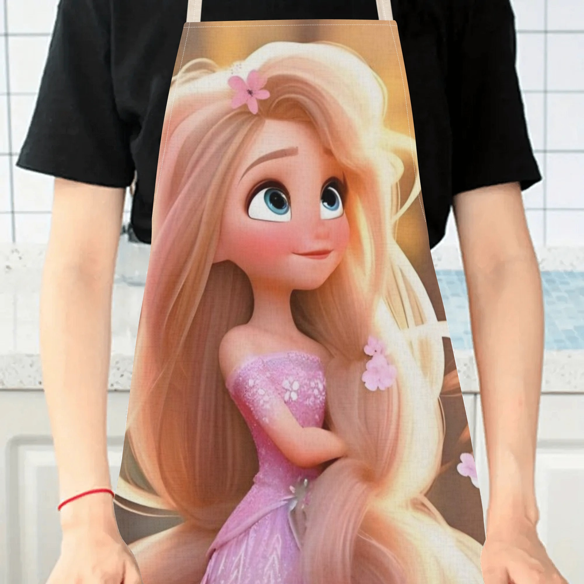 disney   a stylish waterproof apron featuring a cute cartoon design of princess  .   beautiful, fashionable, and simple, making  uitable for hotels, supermarkets, restaurants, fru hops, milk tea stalls, and   home use. details 3