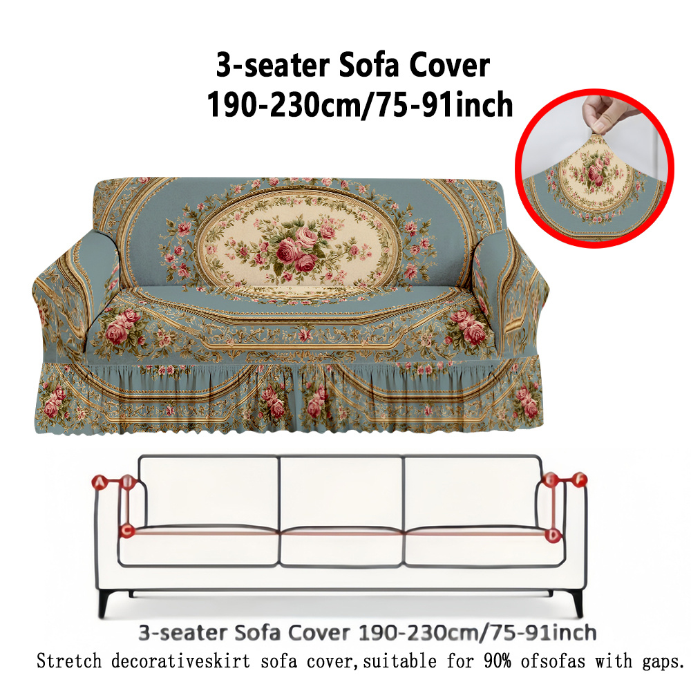TEMU 1pc Skirt Hem Sofa Cover, 2d Flat Texture Pattern Print, Skirt Hem Style For A , 1pc Installation, Skirt For , Modern Light Luxury, For Bedroom,