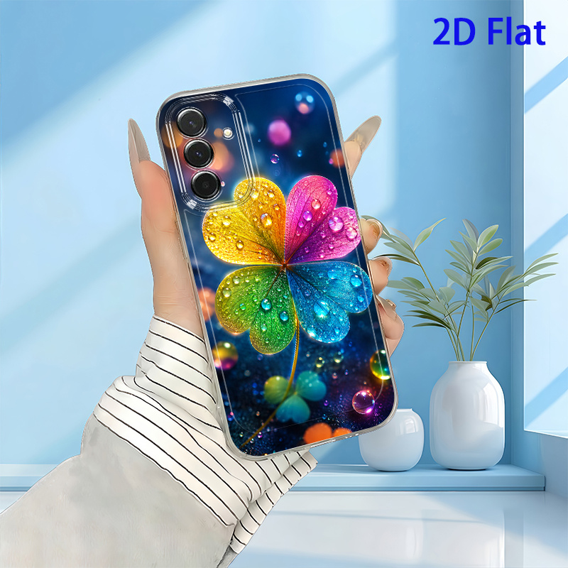 TEMU Phone Case - 2d Flat Colorful Clover Pattern Phone Case For Galaxy A03s A05s A06 A07 A13 A14 A15 A16 A17 A22 A23 A24 A25 A26 A32 A34 A35 A36 A37