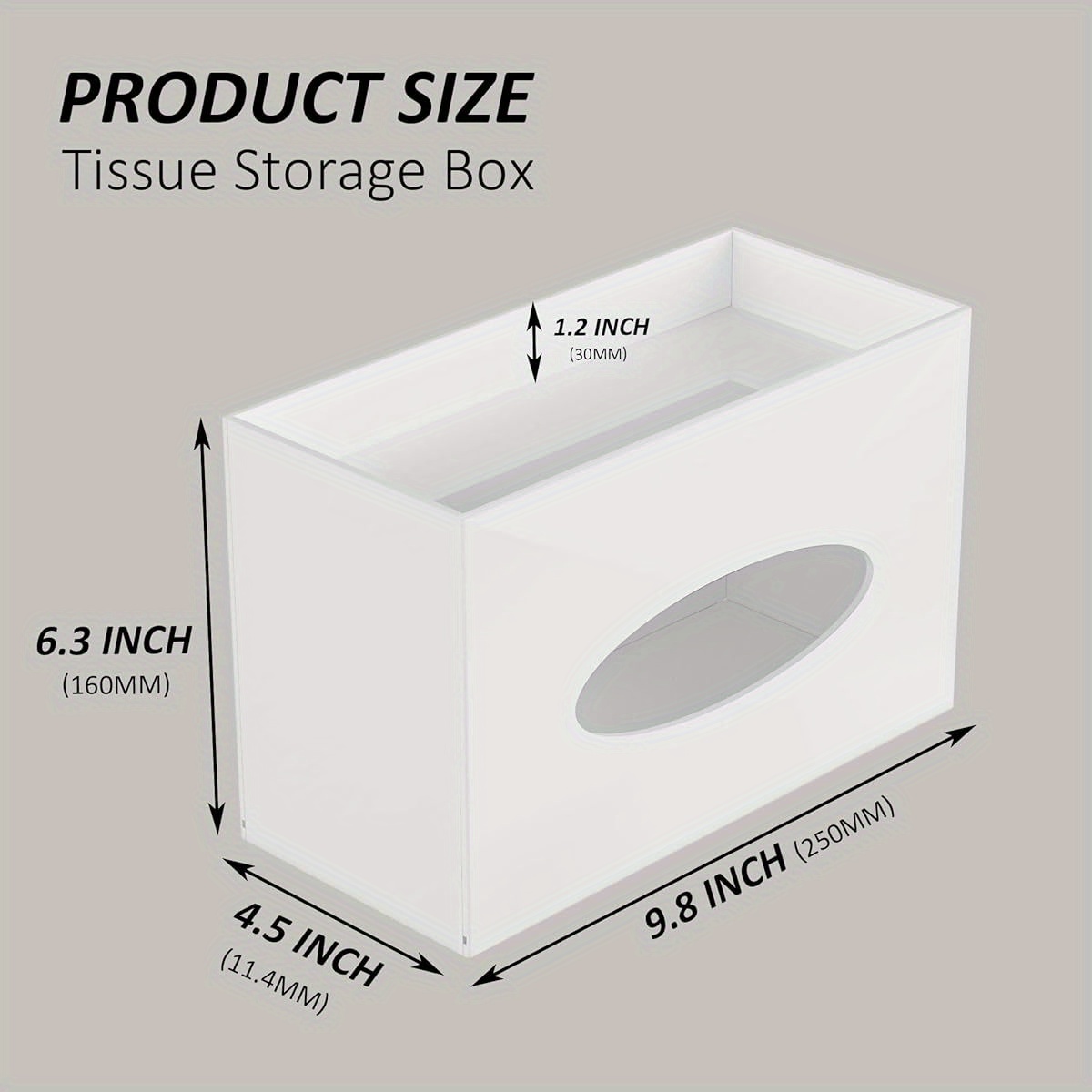 modern minimalist tissue box cover and dispenser with built in storage tray space saving organizer durable plastic construction for bathroom kitchen home office fits standard tissues 9 85x4 5x6 3 inches decorative countertop or under cabinet storage solution kitchen organizer   versatile organizer Product details 5
