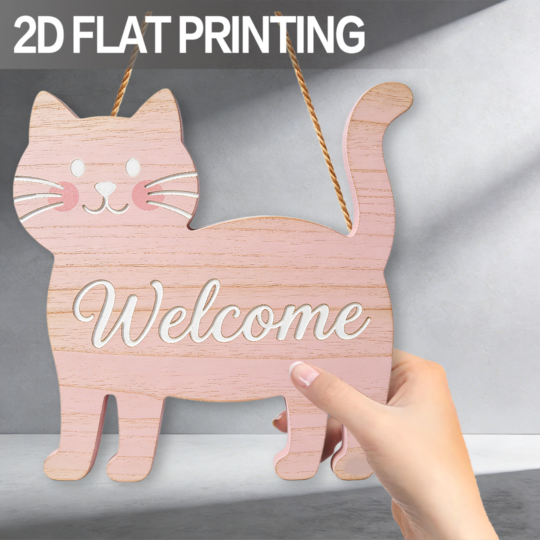 TEMU 2d Flat Cat Decorative Wooden Sign, Outdoor Wall Decor, Pet Gift, Pastoral Style, Gift For Cat Lovers, Housewarming Present, Suitable For Room