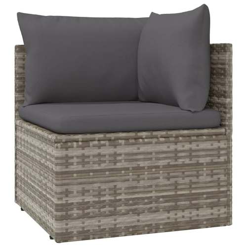 2 seater garden sofa with cushions grey poly rattan