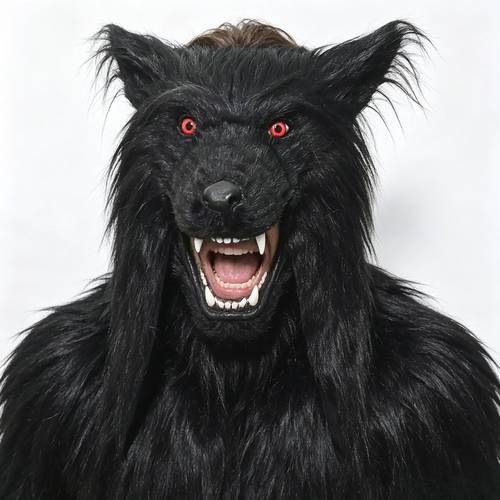1pc Simulation Black Wolf Shawl Headset Thickened Latex Animal Headset Halloween Makeup Ball Party Trick Performance Costume Props