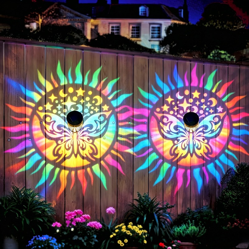 TEMU Lot de 2 nouvelles appliques murales à capteur papillon solaires de couleur, adaptées à la décoration extérieure de balcon et de terrasse, bande