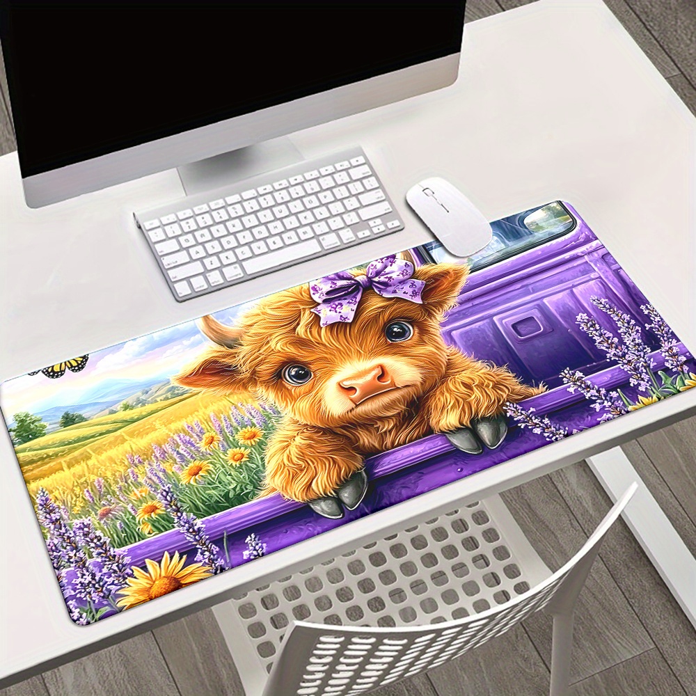 TEMU 1pc Of Purple Mousepad, Gaming Keyboard Additions Mouse Mat, Office Computer Laptop Desk Mat, Rubber Office Mouse Pad
