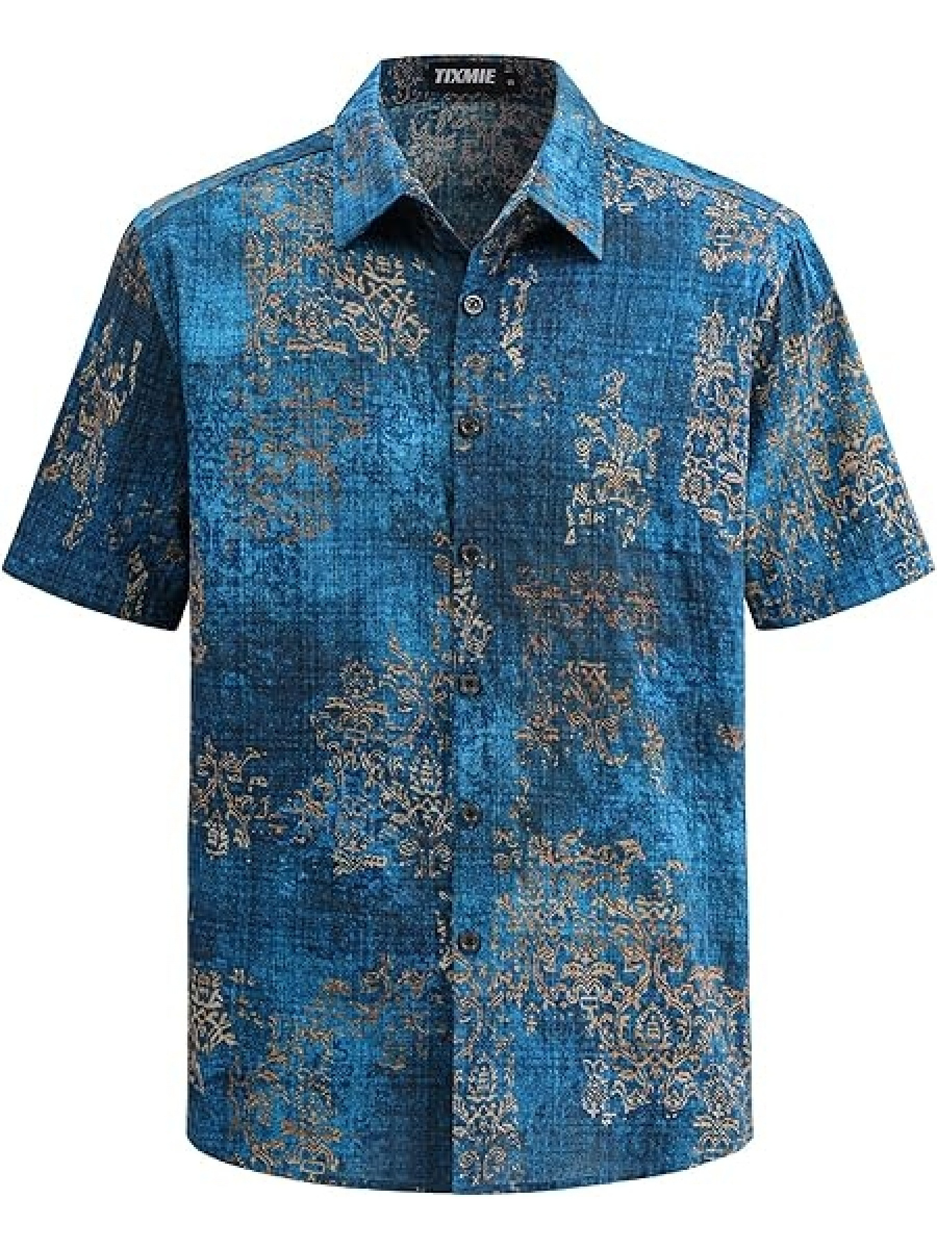 Men'S Hawaiian Shirt Short Sleeve Breathable Aloha Beach Shirt, Men'S Summer Vacation Button- Shirt, Vintage Floral Print Shirt, Plus Size