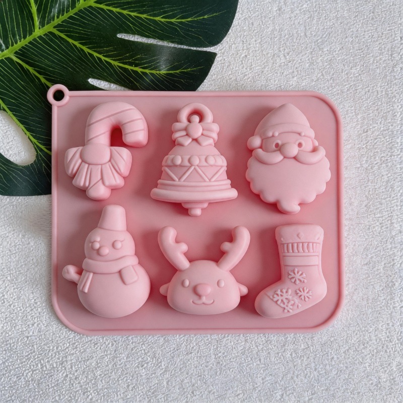 TEMU 6-cavity Christmas Theme Silicone Mold, Soap And Candle Making Mold For Resin, Plaster And Crafts, Candle Making Gift, With .97inch Candle Wicks