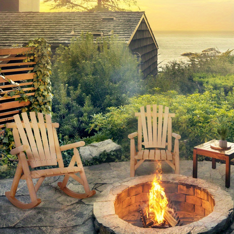 outdoor wooden rocking chair, double-person adirondack rocking