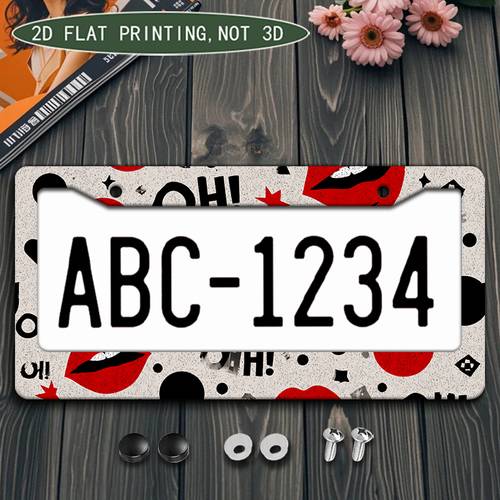 1pc of a 12 2 inch by 6 3 inch 31cm x 16 license plate frame featuring a red lip pattern showcases unique and is suitable for holiday gifts cpxz04364 car additions stylish decoration