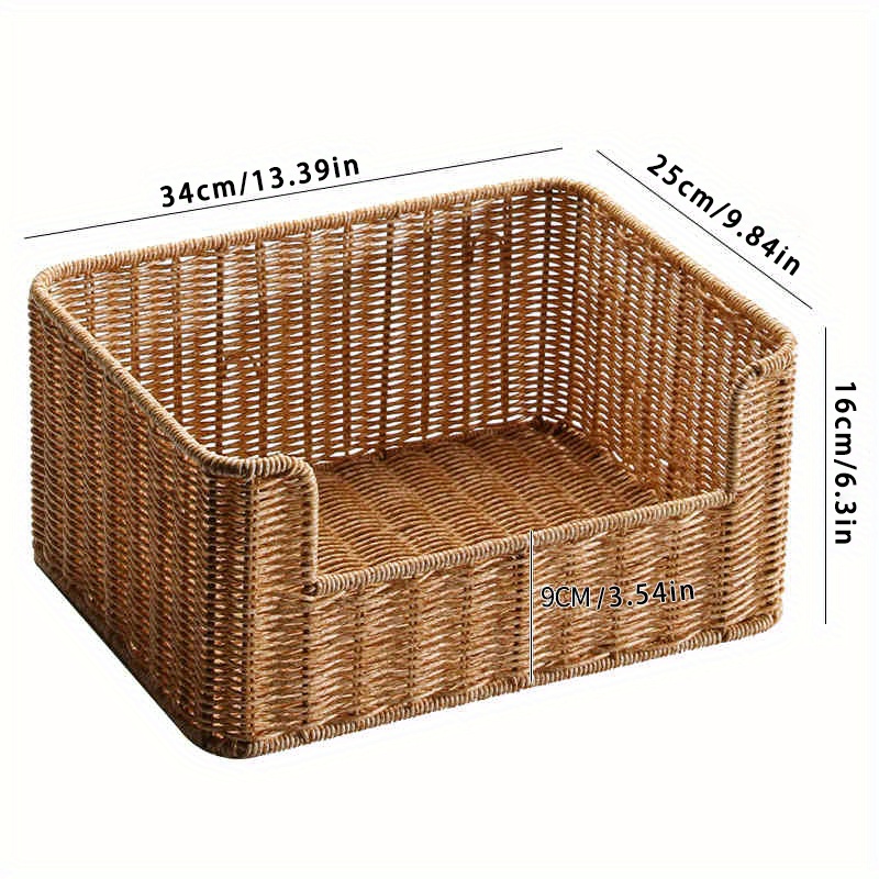 Rattan-style Desktop Book And Stationery Storage Box, Office Shelf, Drawer, Desk Organizer Basket