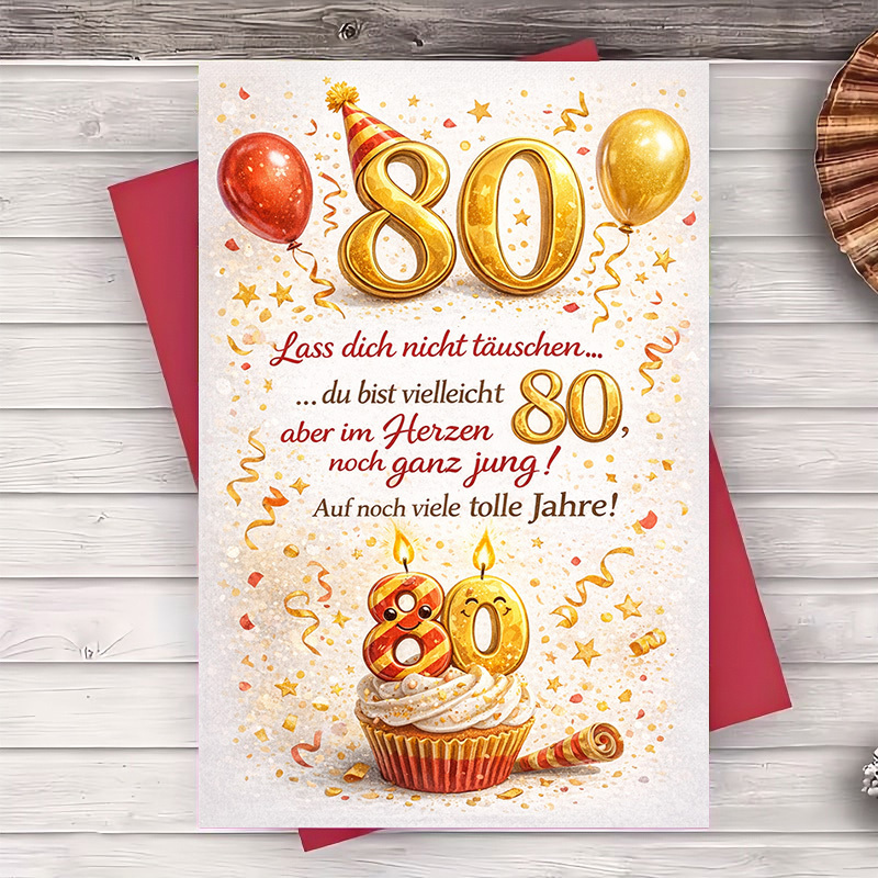 TEMU 2pcs (one Envelope And 1 Greeting Card)elegant 80th Birthday Greeting Card Perfect For Celebrating Milestone Moments With And Cheers(envelope +