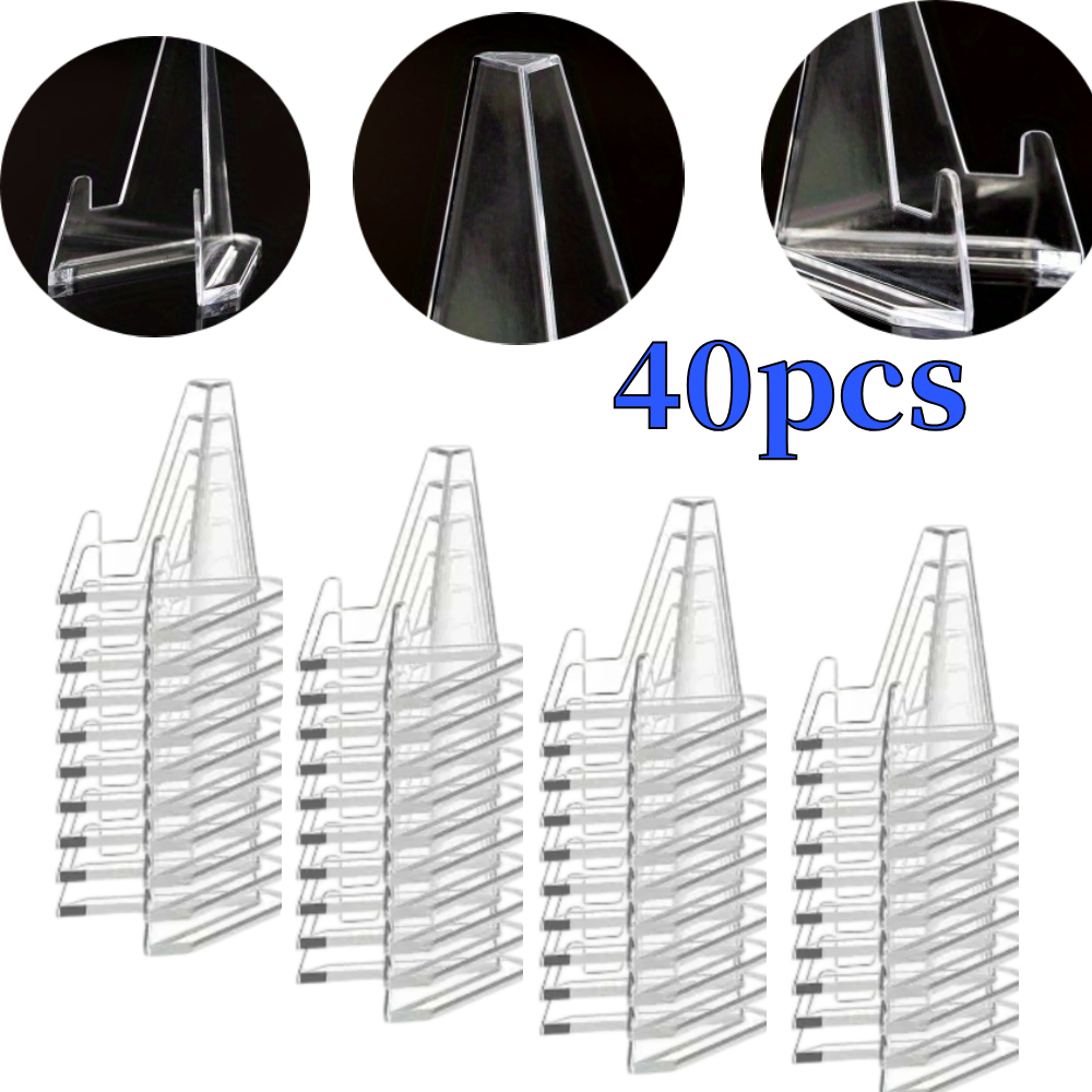 TEMU 40pcs Acrylic Easel Display Stands - Heavy-duty Tabletop Or Shelf Organizer With , Holders For , Sports Cards, , Records - Ideal Gift For Home,