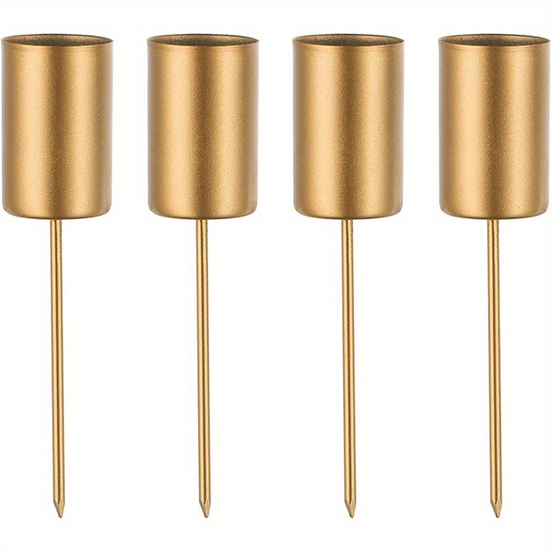 Image of 4-pack Advent Candle Holders, Rustic Cast Iron, Diy Christmas & Thanksgiving Decor, Festive Tabletop Accents, Battery-free, For Home & Kitchen Use