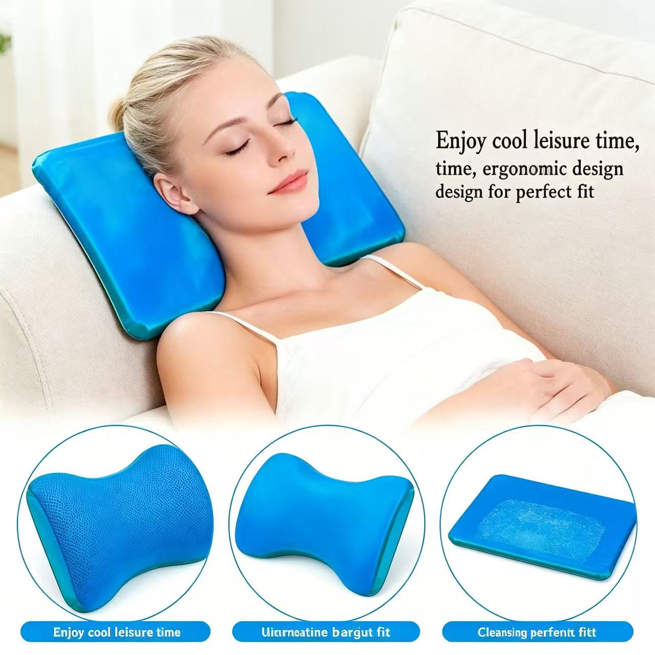 Image of A Reusable -filled Cooling And Pillow, A Versatile Summer Cushion For Pillows, Seat Cushions, And Backrests. Ideal For Use , At Home, Or Heat. Enhances Sleep And Long- Sitting When