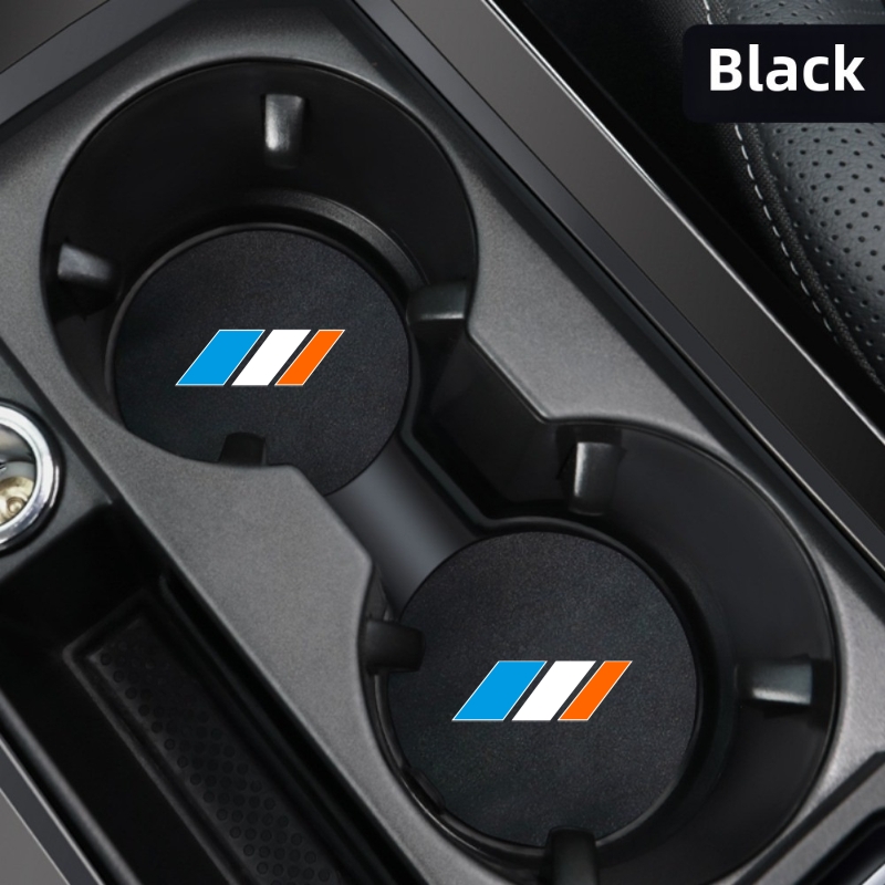 Image of 2pcs Blue Sports Car Cup Coasters, Front And Rear Seat Cup Pads Center Console Easy To Clean, Aesthetic And Fashionable, Sports Pattern Suitable For Most Car Models, Holiday Gift For Men And Women