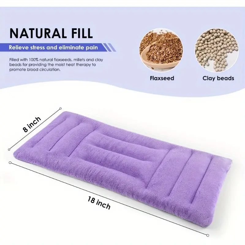 microwave heating pad 8 x 18 microwavable heat pads for neck shoulder back knee period rice heat pack hot cold compress reusable portable purple, hot compress for , ergonomic support, , microwavable material, durable fabric, therapeutic pad tool, hot compress device, women , discomfort Product details 3