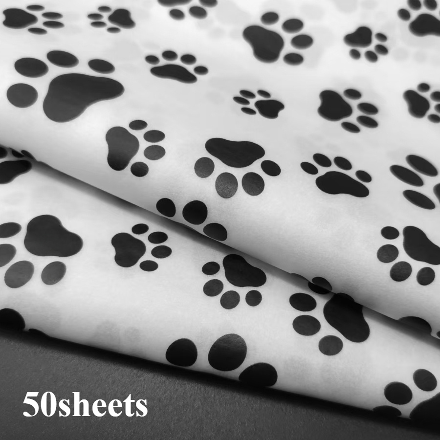 50pcs Black Print Tissue Paper Sheets For Diy Crafts, Bouquet Wrapping, Holiday Gift Packaging & Decor