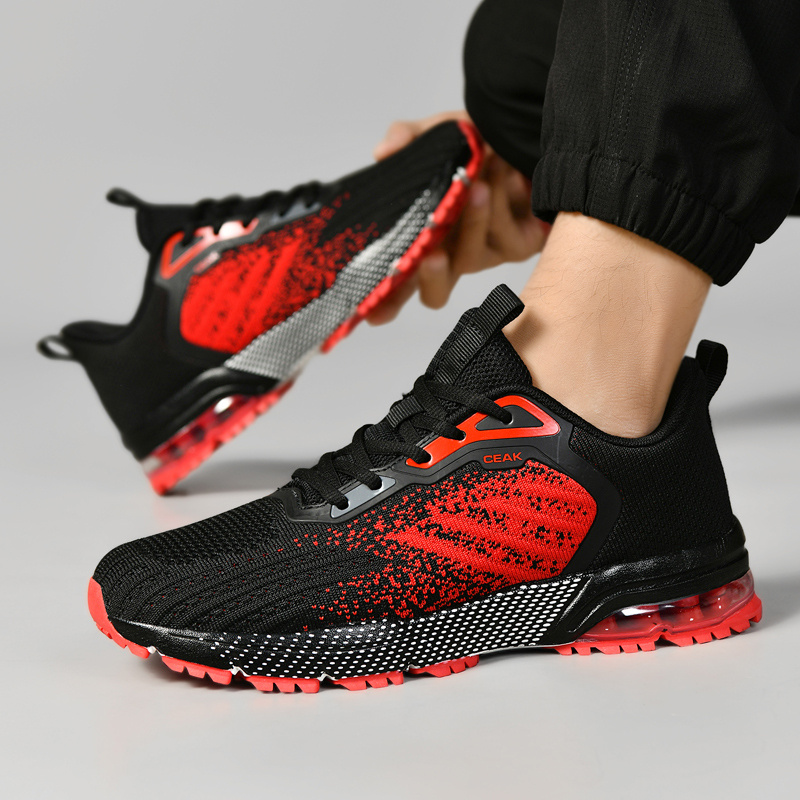 Men's Breathable Knit Sneakers - Lightweight Cushioned MD/TPU Sole, Sharp Toe Design for Hiking, Yoga & Training - Black with Teal Accents, Striped/Checkered/Pure Color Options, All-Season Low-Top Sneakers, Hiking Footwear, Sporty Aesthetic, Flexible Interior Lining