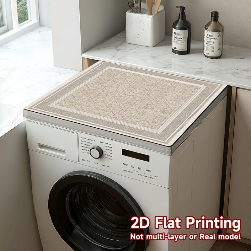 TEMU New 2d Flat 1pc Washing Machine Top Pad, Beige And White, Washing Machine Anti-slip Mat, Suitable For Front-loading Washing Machines, Easy-to-,