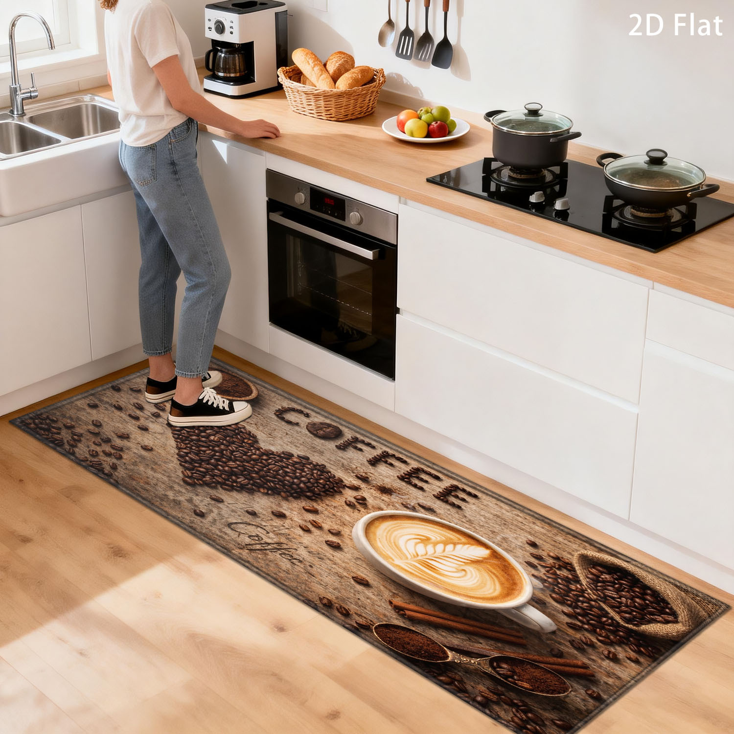 TEMU 2d Flat 1pc Kitchen Runner Mat, Mat, Home Decor Laundry Room Entry Door Mat, Bathroom Toilet Entrance Absorbent Non-slip Foot Mat, Bedroom