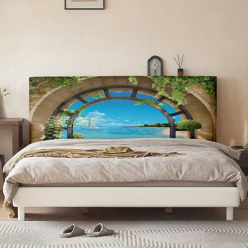 TEMU 1pc Arch Fresh . Elegant Patterned Headboard Cover, 2d Flat, , Suitable For Stylish Bedroom Decor, Fits Bed Sizes, Bedroom Headboard Backrest