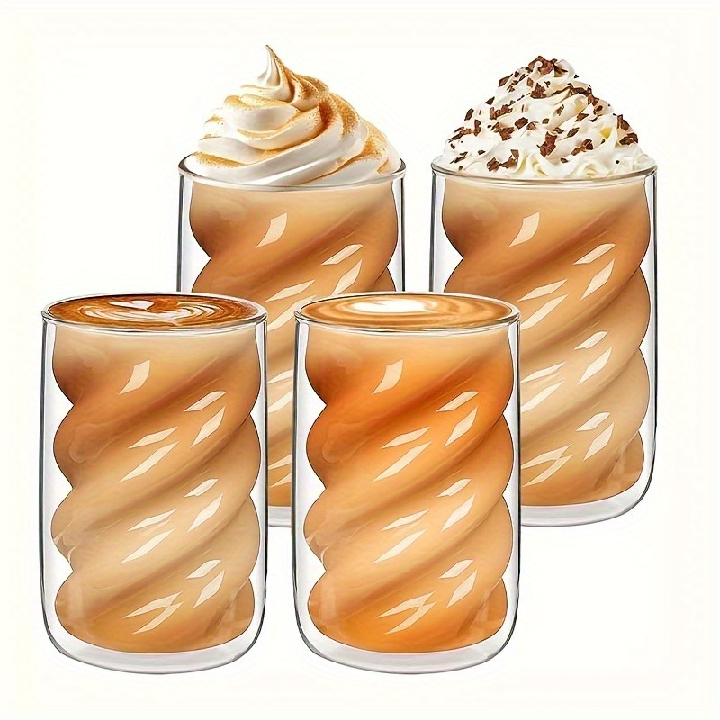2/ 4pcs - 350ml Double-walled Coffee Cup, , Cup, Cup Suitable For Latte, Iced Tea And Cold Brew Coffee, Handle-, Perfect Gift For Your