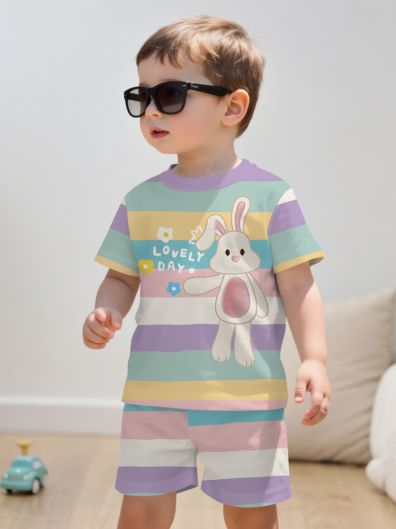   bunny digital printed summer trendy and fashionable clothing for baby boys stylish and casual clothes suitable for daily and outdoor sports t shirts a perfect gift for babies and toddlers   outdoor