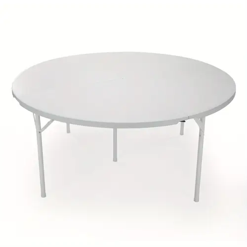 round plastic folding table with carrying handle 66 heavy duty foldable round table indoor outdoor 5 legs portable dining round table for parties banquets white