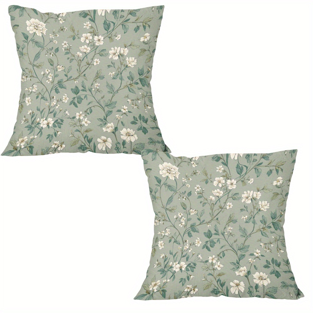 TEMU 2pcs Vintage In And Sage Green, 18x18 Inches/ 45x45 Cm Throw Pillow Cover, Soft Plush Cushion Cover Perfect For Decorating Your Living Room,