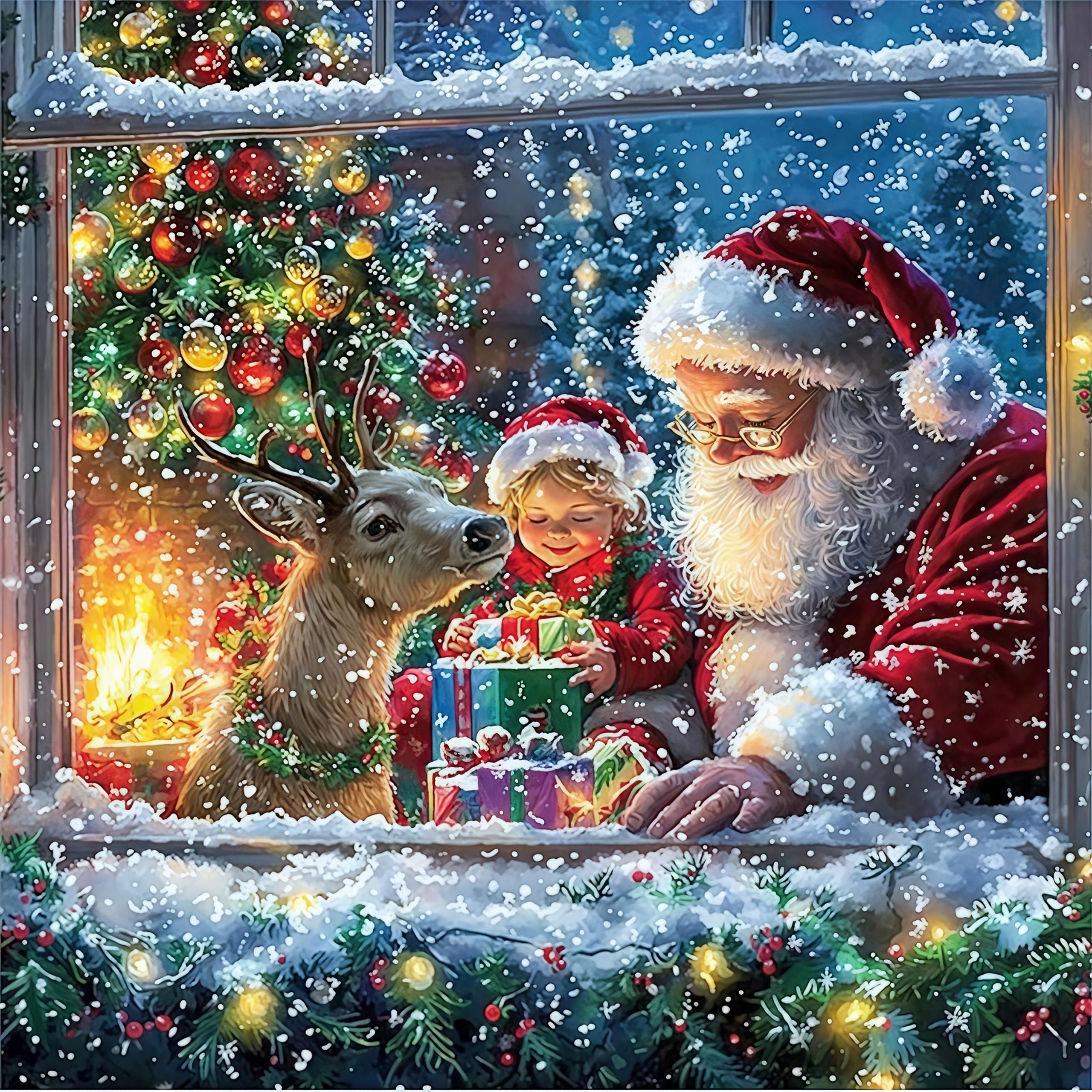 Santa Claus Gift 30*30cm - 5d Diamond Painting Kit, Pattern, Wall Decor Handicraft