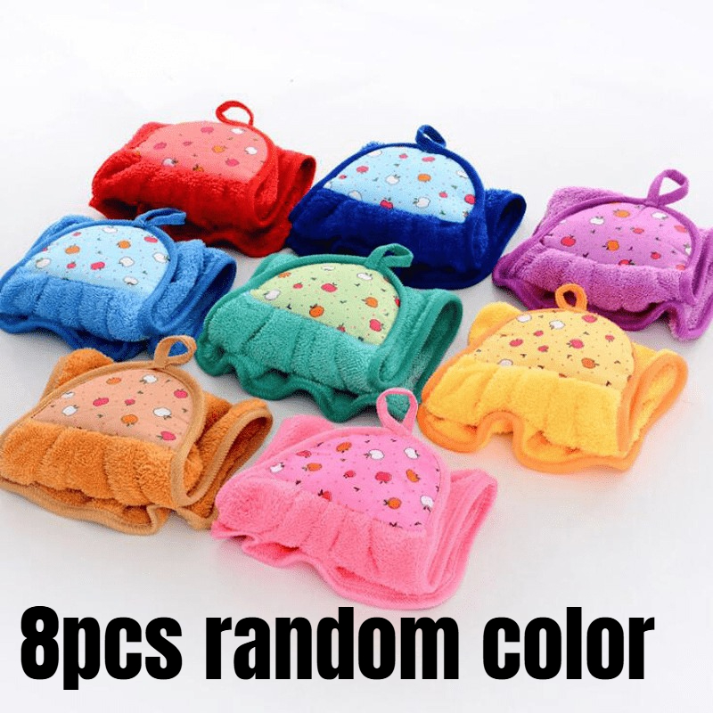 TEMU 8pcs Random Colors , Comfortable Fabric, Small And Portable, Modern Striped Design Kitchen Hand Towel