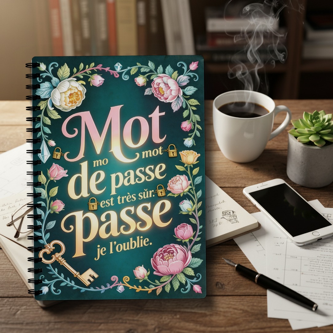 TEMU Bloc-notes mémo d'organisation de de passe de style français | Reliure à spirale, matériau en papier, convient aux adultes et aux seniors,