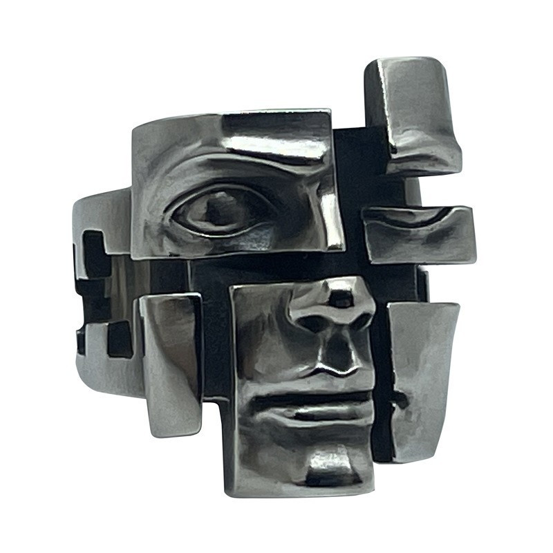 TEMU 1 Retro Abstract Split Adjustable Ring, Ring For Single Men, Unique Open Cuff Style
