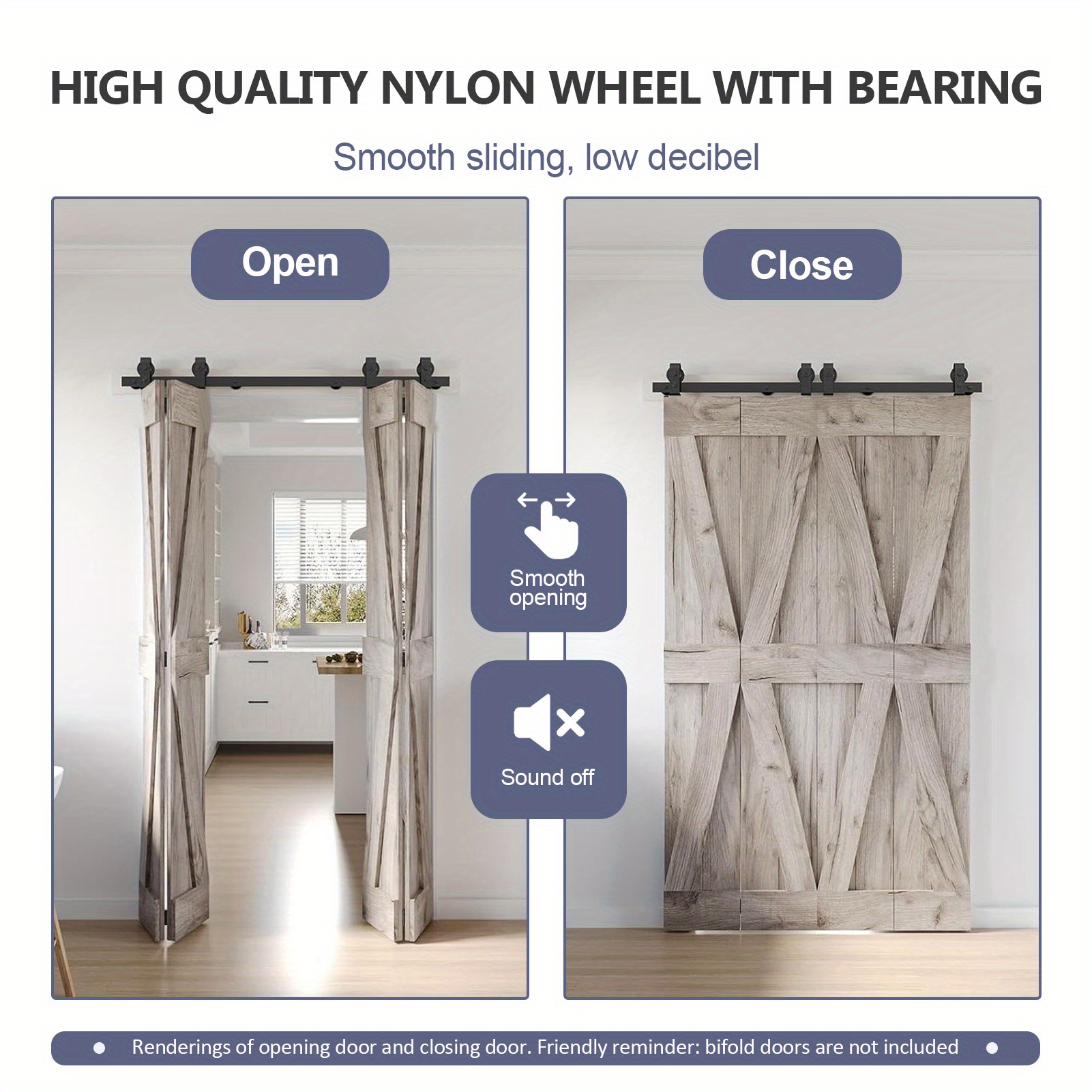 70 Heavy Duty Carbon Steel Barn Door Hardware Kit with 6mm Thick T-Shaped   - Complete Quiet Sliding Set w/Rollers, Hinges, Ground Guide &   for Smooth Gliding Doors - Space-Saving Design for   (Compatible with 0.5-1.96  Panels)