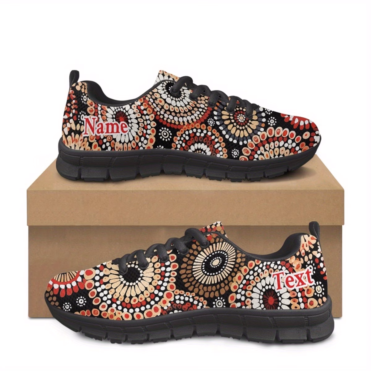 Customizable Tribal Pattern Lace-Up Sneakers – Uni...