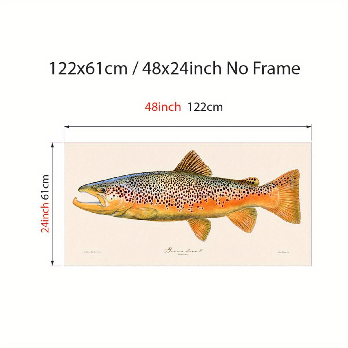 TEMU 2d Flat, 2d Flat, 1pc Unframed Canvas Art Featuring Salmon - A Vibrant Pattern Of Brown And Orange , Perfect For Vintage Modern Wall Decor In
