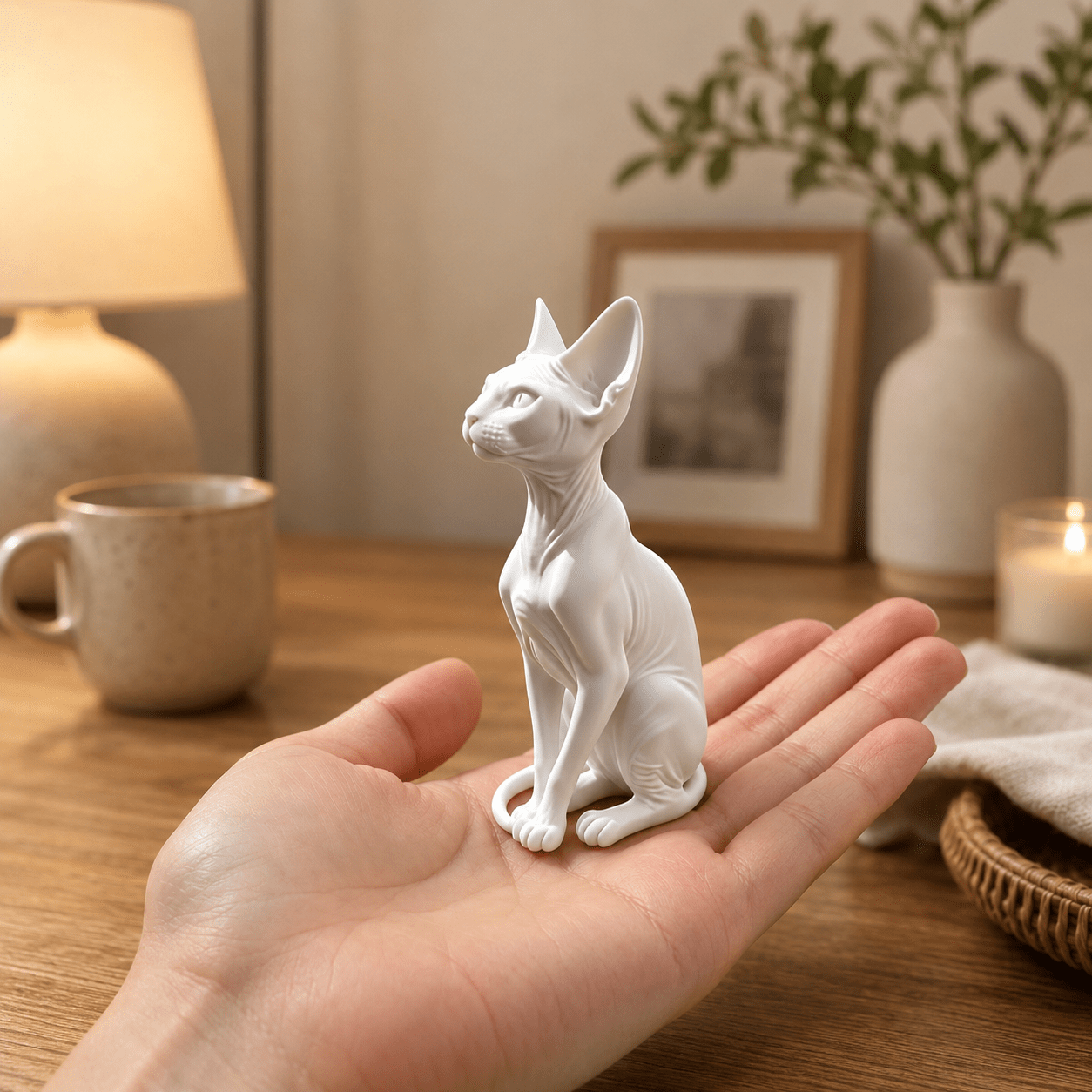 TEMU A Nordic Sphinx Cat Statue, Hairless Cat Sculpture, Collectible Animal Sculpture For Living Room Shelves, Desks, Bookshelves And Home Decoration