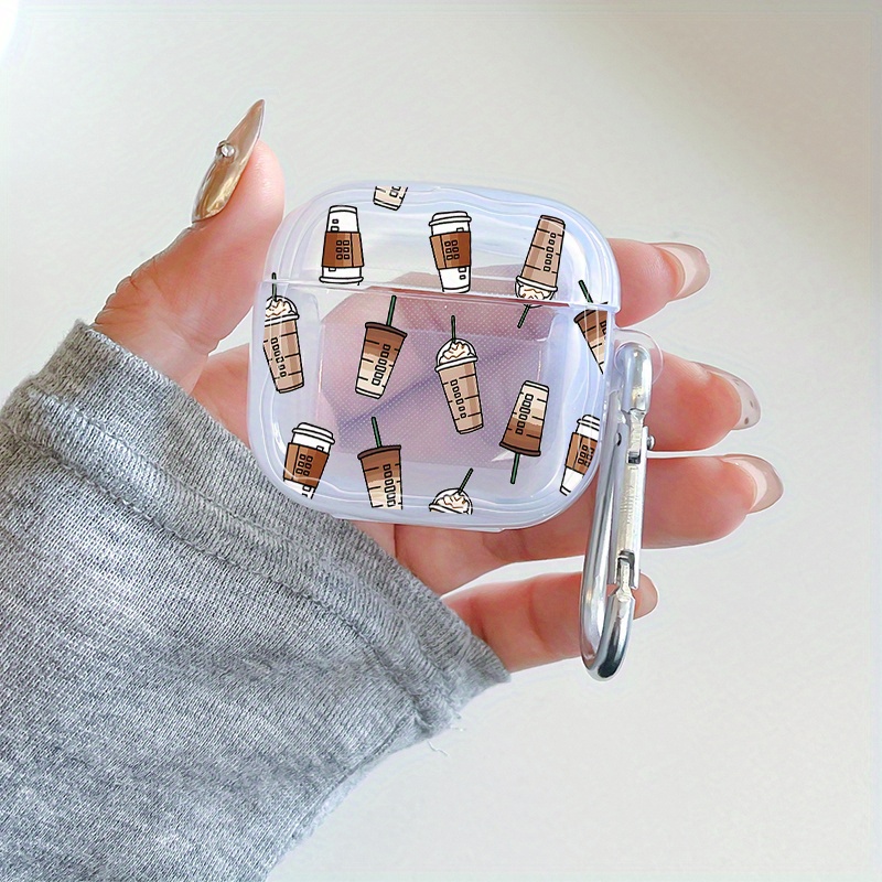 TEMU Luxury Silicone Protective Case For For Airpods 1/2 Featuring A Full- With Milk Tea And Ice Cream Patterns, Compatible With For Airpods