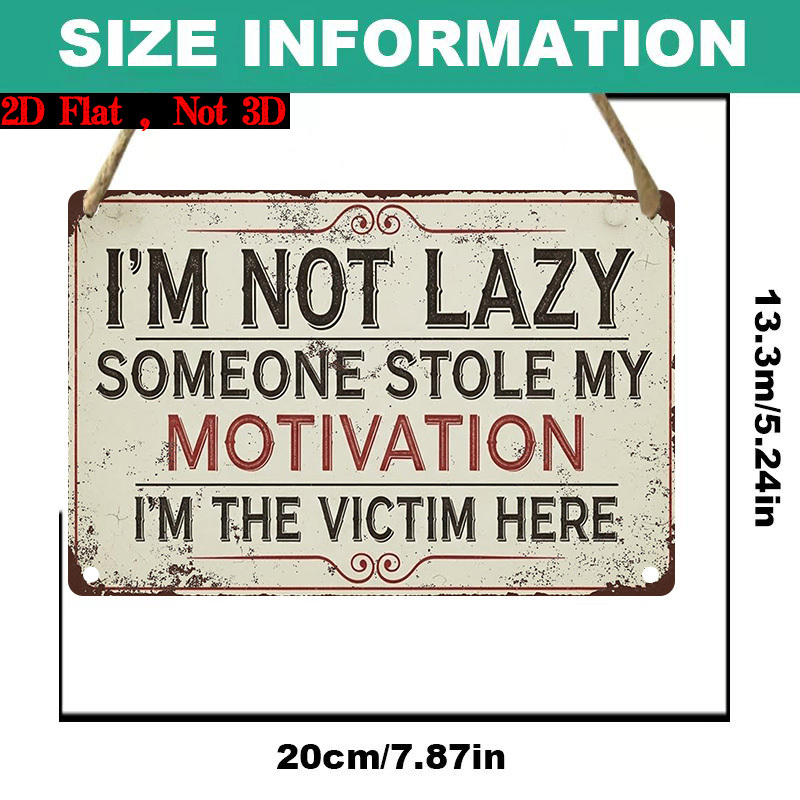 TEMU 2d Flat, 1pc Funny " Lazy, Stole " Sign - Retro Humorous Wall Decor With Wood - Farmhouse Wall-mounted Artificial Wood Sign Suitable For Home,