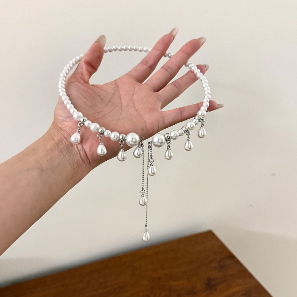 TEMU Collar gargantilla de 1 pieza estilo francés borlas de para mujer, diseño de de lujo , elegante cadena de clavícula