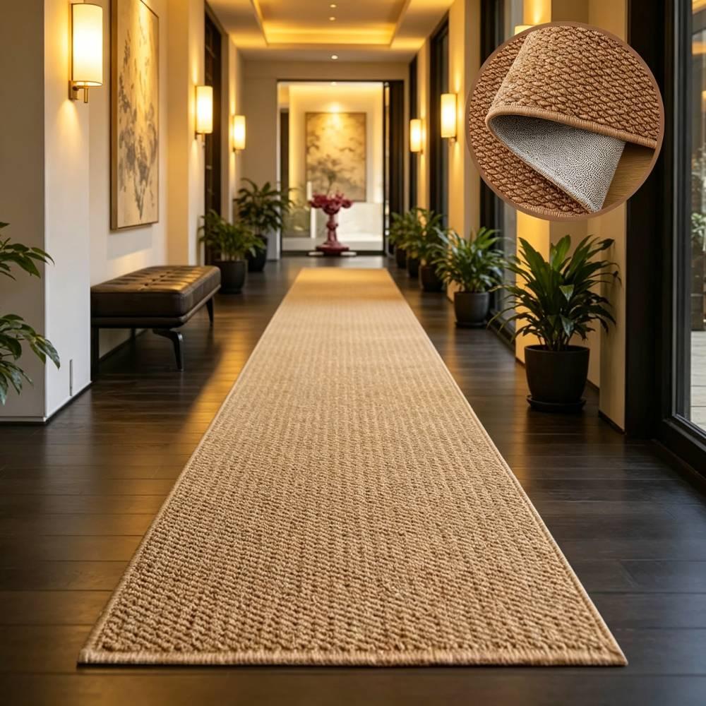 TEMU 1pc, Woven Rug, Solid Color Long Strip Rug, Sisal-like Long Strip Rug, Nordic Style Washable Sisal Doormat, Rv Indoor Mat, Tent Mat, Hallway