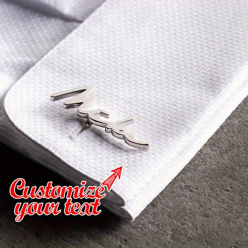 TEMU [custom Product]2pcs Personalized Cufflinks Custom Initials Name Cufflinks Elegant Men's Letter Cufflinks Unique Gift For Him. Birthday Gift For