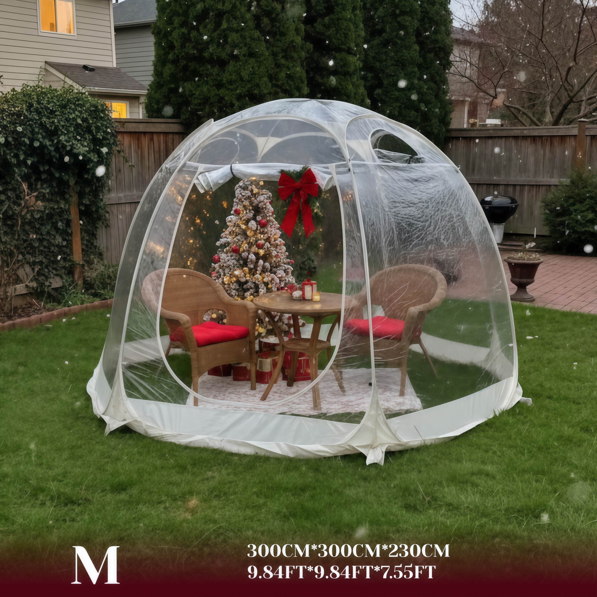 E-shop Pop-Up Blasen/Transparentes PVC Rundzelt – Ganzjahres-Portables Outdoor-Zelt für Partys, Camping, Weihnachten & Balkon – Einfacher Aufbau,