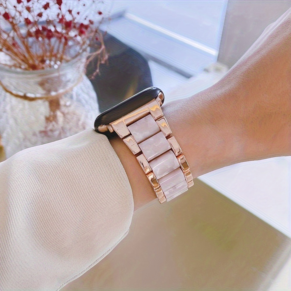 TEMU Innovative Stainless Steel And Resin Bands For Smartwatches: Stylish Straps Are Compatible With Smartwatches Measuring 38mm, 40mm, 41mm, 42mm,