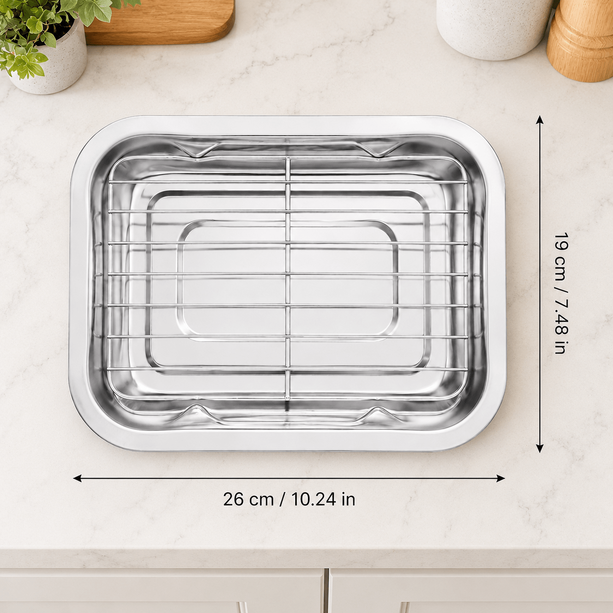 TEMU 2pcs Stainless Steel Oil Drain Tray Set (tray And Grid), Multifunctional Fried Food Filter Plate, Suitable For Home And Commercial Use, Snack