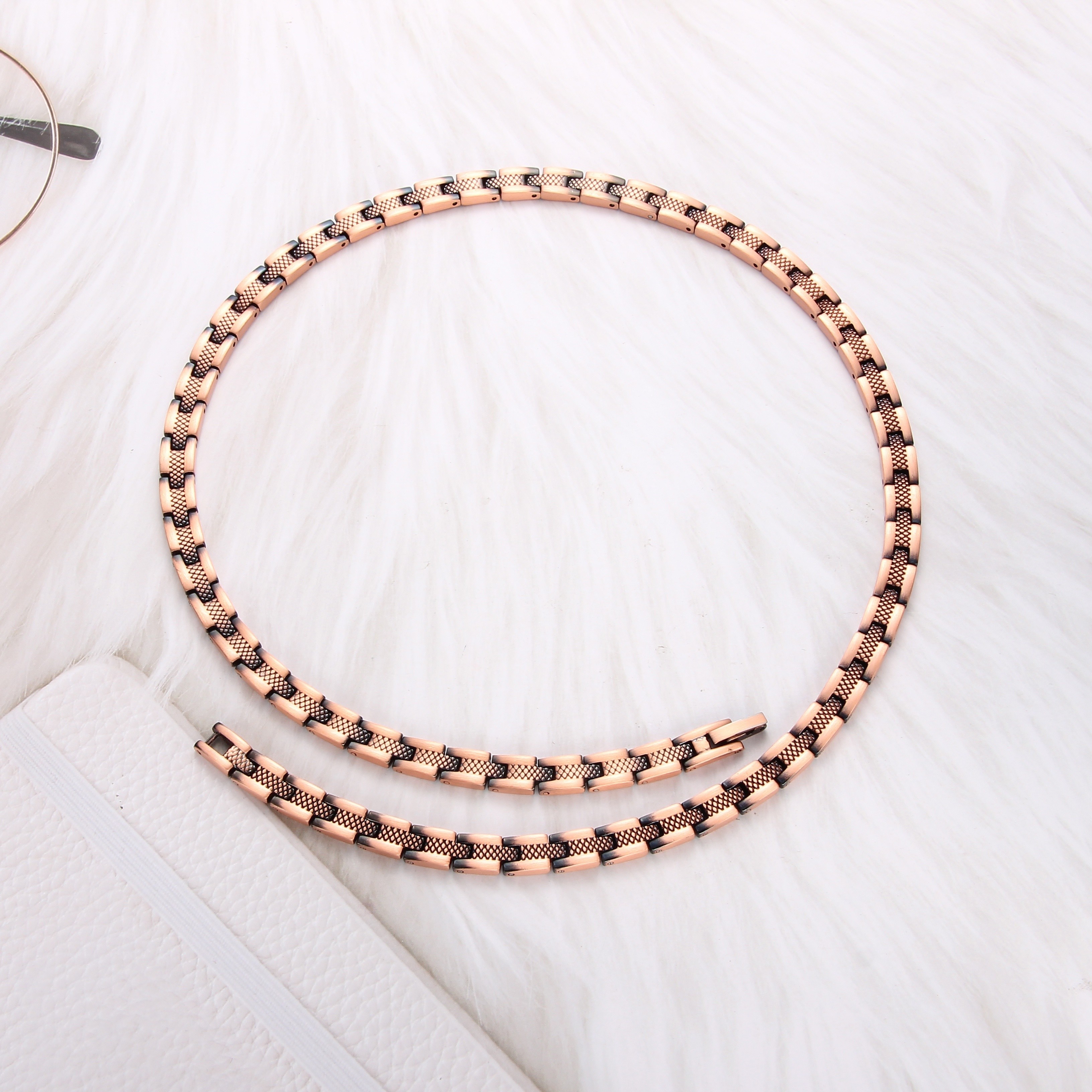 TEMU Magnetic Copper Necklace, Men's Copper Necklace, For Jewelry Gifts, With Adjustable Size Tool