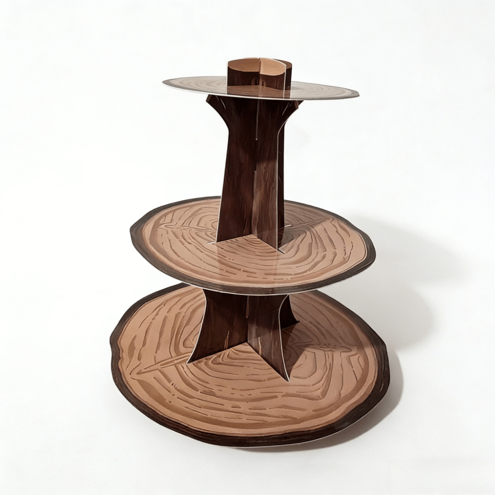 TEMU 14-inch Three-layer Wood Grain - Annual Ring Themed Cake Stand, Suitable For Dessert Decoration Tables At Birthday Parties, Party Towers At